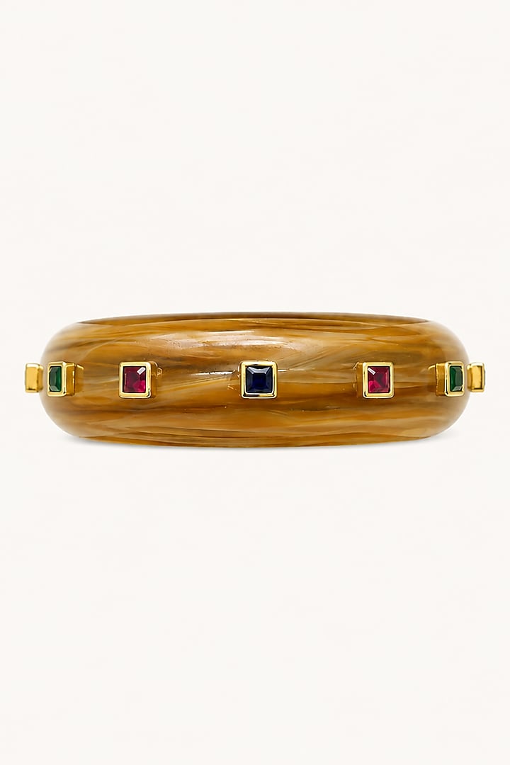 Gold Finish Cubic Zirconia Cuff by Tad Accessories at Pernia's Pop Up Shop
