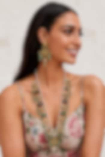 Gold Finish Kundan Polki & Multi-Colored Stone Necklace Set by Tad Accessories at Pernia's Pop Up Shop