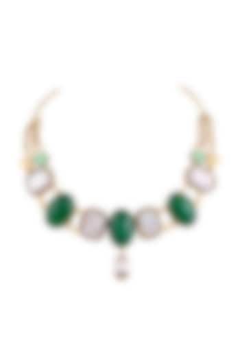 Gold Finish Semi Precious Stones Necklace by Tad Accessories at Pernia's Pop Up Shop