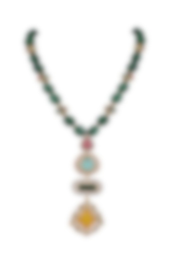 Gold Finish Kundan Mala Necklace by Tad Accessories at Pernia's Pop Up Shop