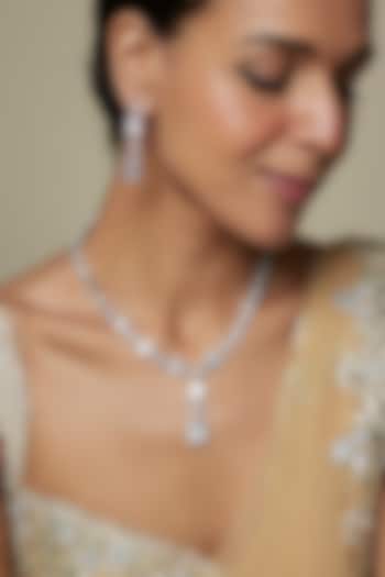 White Finish CZ Necklace Set by Tad Accessories at Pernia's Pop Up Shop