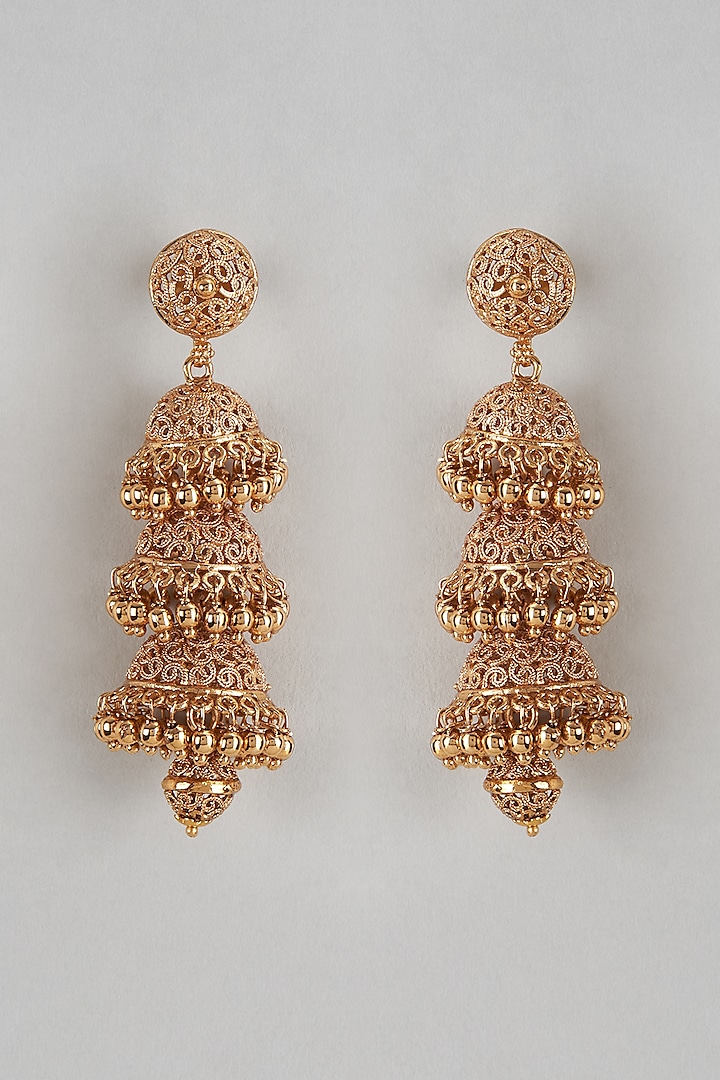 Gold Finish Imitation Kundan Polki Dangler Earrings by Tad Accessories at Pernia's Pop Up Shop