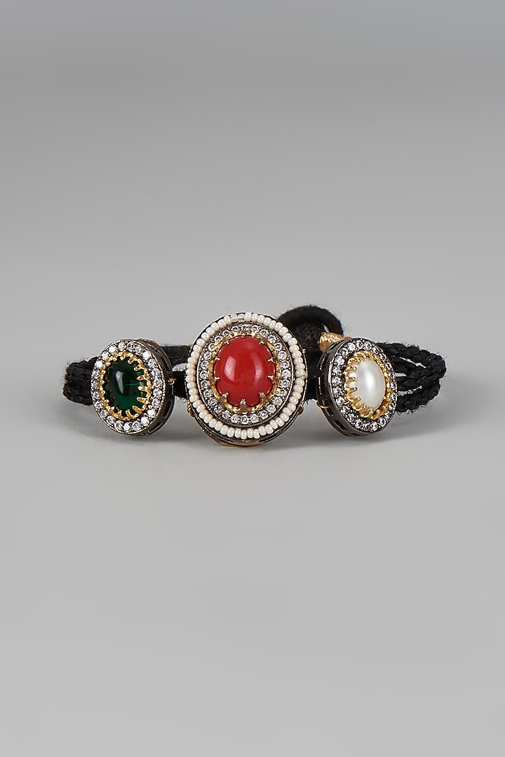 Two Tone Finish Imitation Kundan Polki & Semi-Precious Stone Bracelet by Tad Accessories