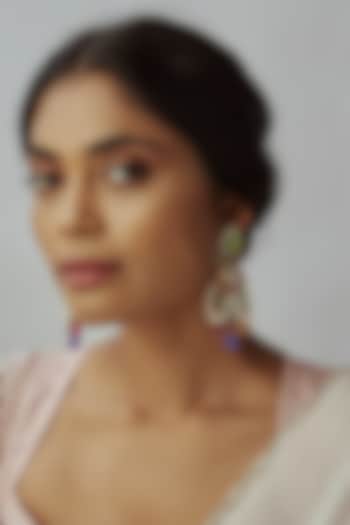 Two Tone Finish Imitation Kundan Polki & Semi-Precious Stone Dangler Earrings by Tad Accessories at Pernia's Pop Up Shop