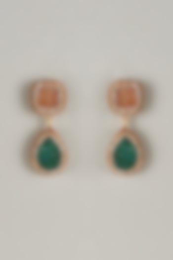 Gold Finish Semi-Precious Stone Dangler Earrings by Tad Accessories at Pernia's Pop Up Shop