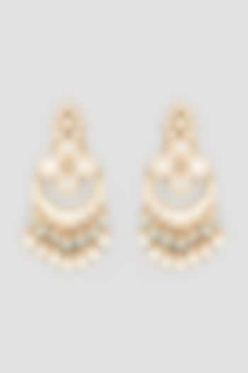 Gold Finish White Zircon Stones Earrings by Tad Accessories at Pernia's Pop Up Shop