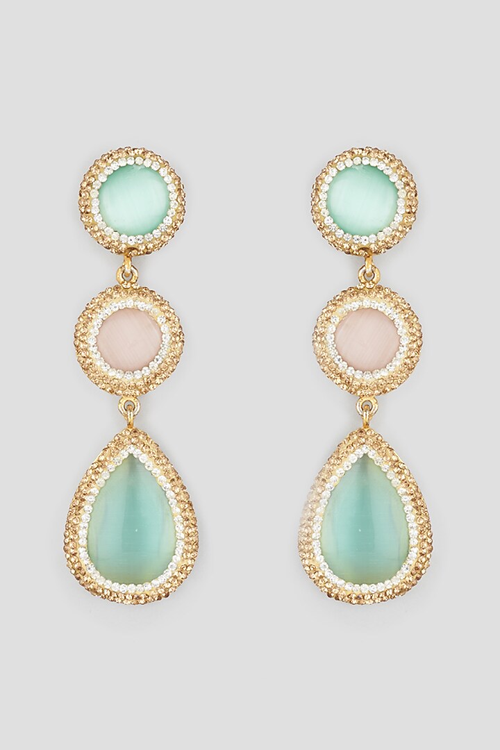 Gold Finish Swarovski Crystal Earrings by Tad Accessories at Pernia's Pop Up Shop