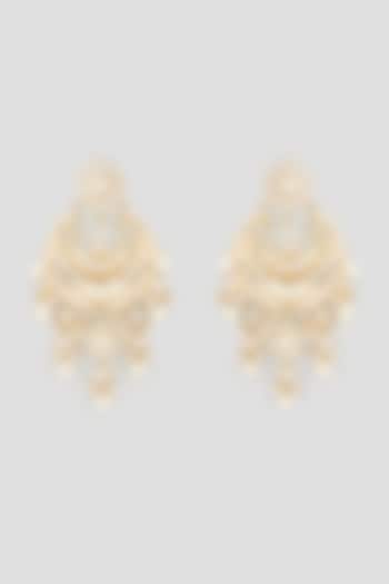 Gold Finish Kundan Polki Earrings by Tad Accessories
