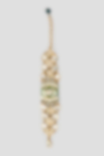 Gold Finish Kundan Polki Meenakari Bracelet by Tad Accessories at Pernia's Pop Up Shop