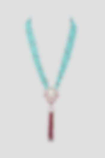 White Finish Beaded Necklace by Tad Accessories at Pernia's Pop Up Shop