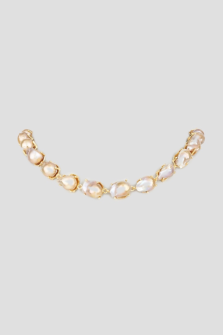 Gold Finish Baroque Pearls Necklace by Tad Accessories at Pernia's Pop Up Shop