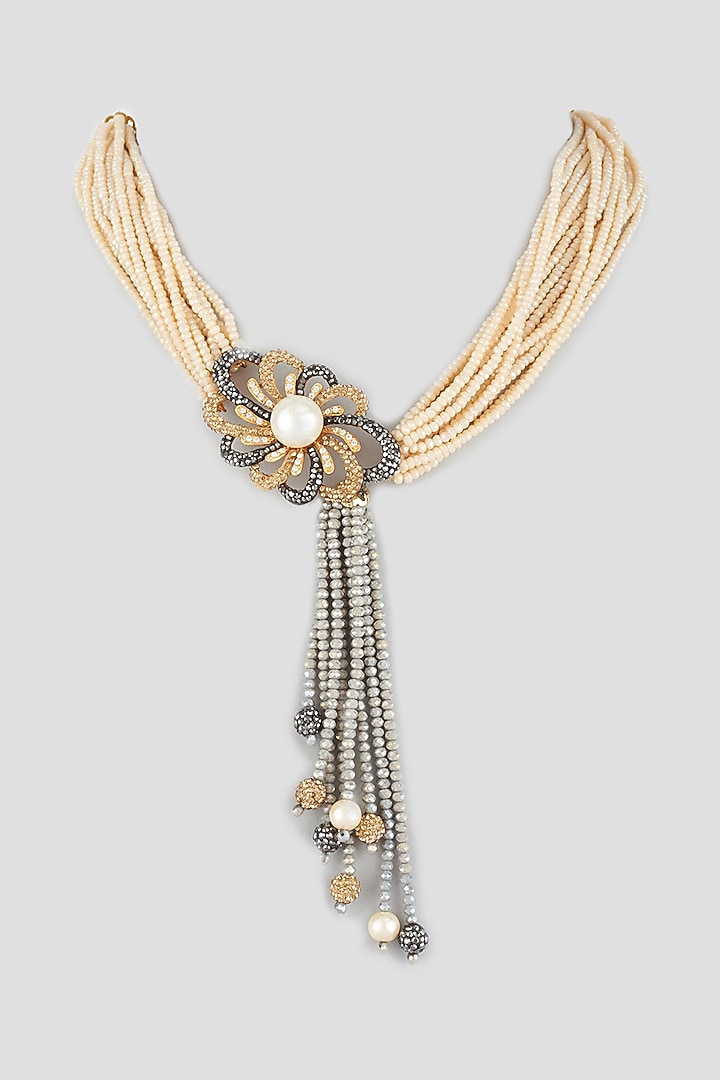 Gold Finish Swarovski Crystal Necklace by Tad Accessories at Pernia's Pop Up Shop