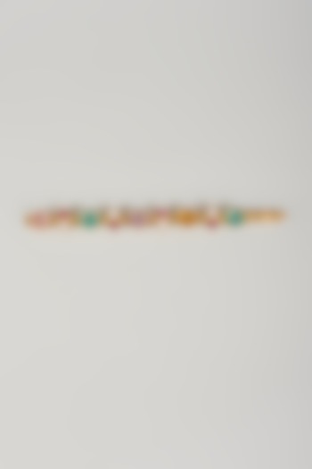 Gold Finish Kundan Polki & Multi-Colored Stone Hand Harness by Tad Accessories at Pernia's Pop Up Shop