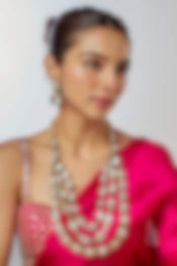 Gold Finish Kundan Polki Necklace Set by Tad Accessories at Pernia's Pop Up Shop