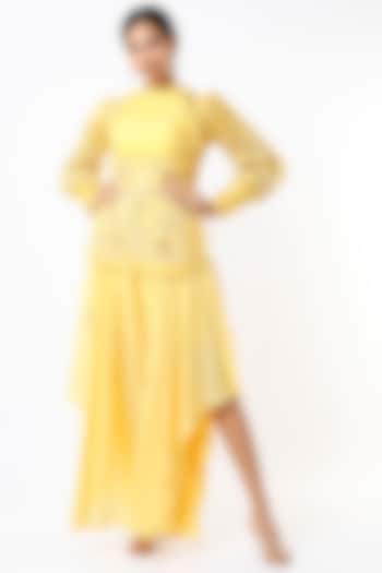 Butter Yellow Embroidered Jumpsuit With Koti by Totta Designs by Neelam and Surabhi