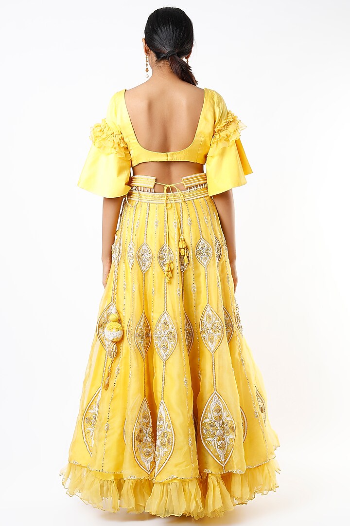Cadmium Yellow Embroidered Wedding Lehenga Set by Totta Designs by Neelam and Surabhi at Pernia's Pop Up Shop