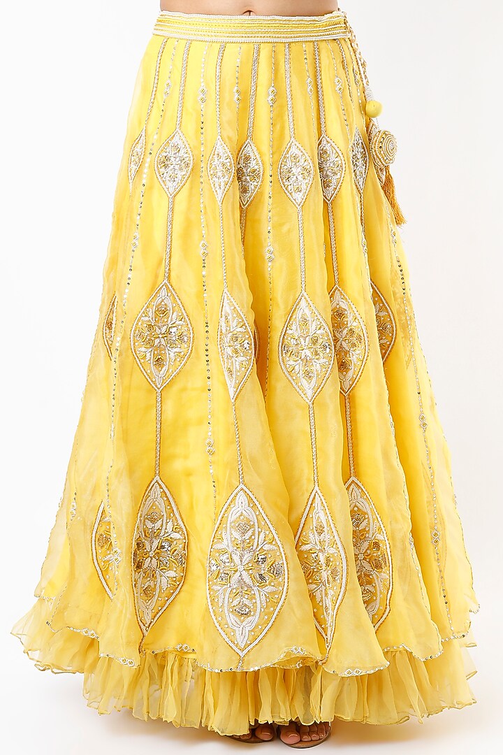 Cadmium Yellow Embroidered Wedding Lehenga Set by Totta Designs by Neelam and Surabhi at Pernia's Pop Up Shop