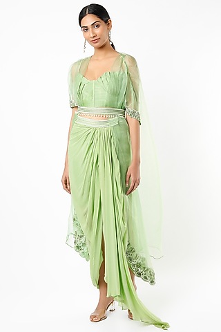 Gloss Mint Embroidered Dhoti Set by Totta Designs by Neelam and Surabhi