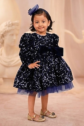 Buy Blue Velvet Dress for 9-10 Year Girls Online from Indian Luxury  Designers 2026