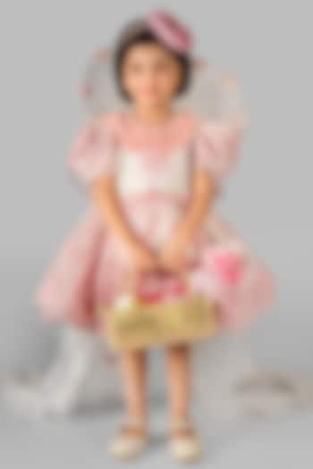 White Net Embroidered Dress For Girls by Devykids at Pernia's Pop Up Shop