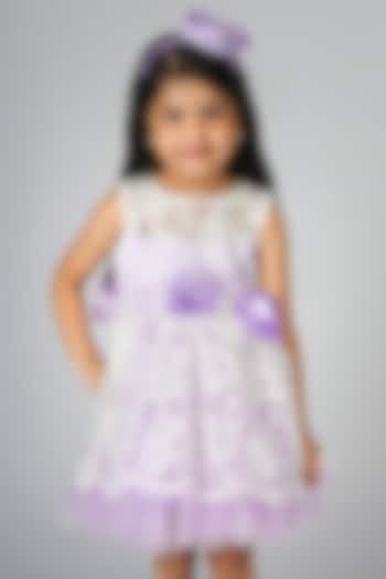 White Net Embroidered Dress For Girls by Devykids at Pernia's Pop Up Shop