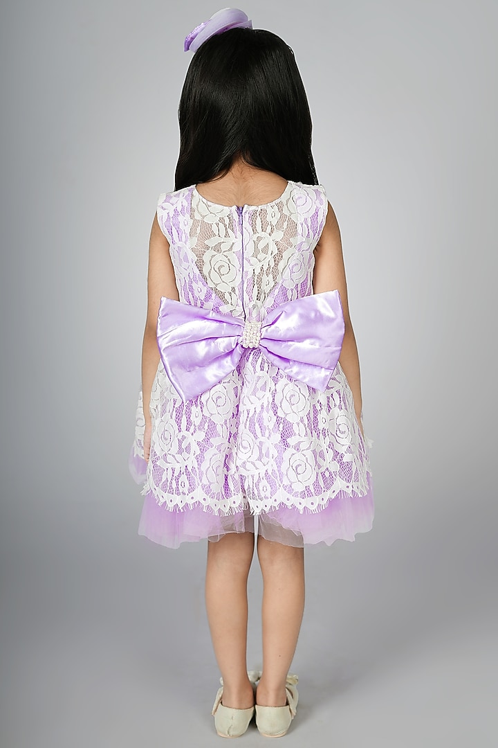 White Net Embroidered Dress For Girls by Devykids at Pernia's Pop Up Shop