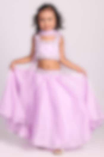 Lavender Organza Pearl Embellished Lehenga Set For Girls by Devykids at Pernia's Pop Up Shop