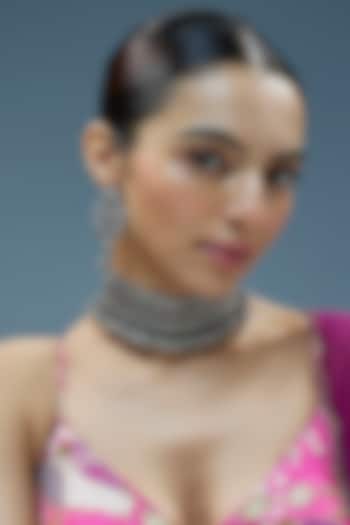 Oxidised Silver Finish Imitation Kundan Polki Necklace Set by Tad Accessories at Pernia's Pop Up Shop