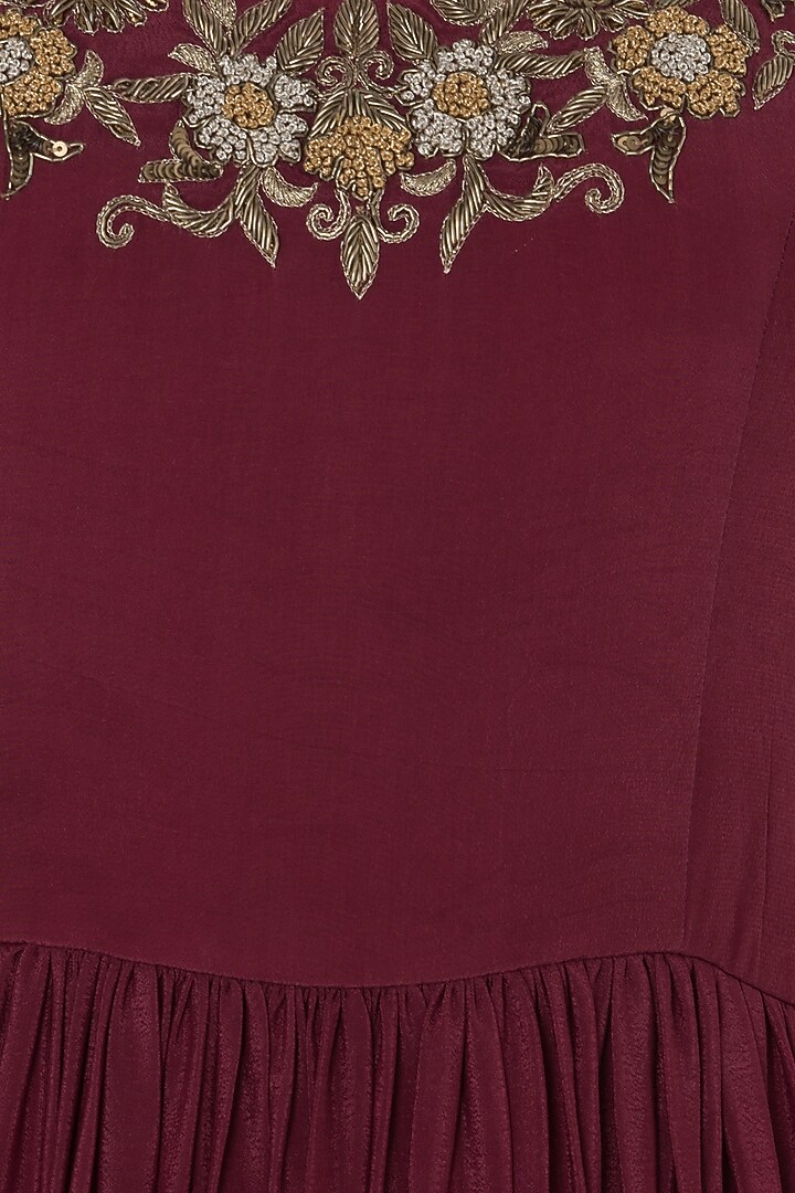 Squash Plum Embroidered Anarkali Set