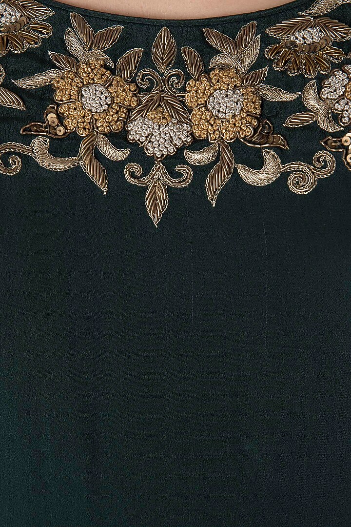 Emerald green embroidered anarkali set available only at Pernia's Pop Up Shop.