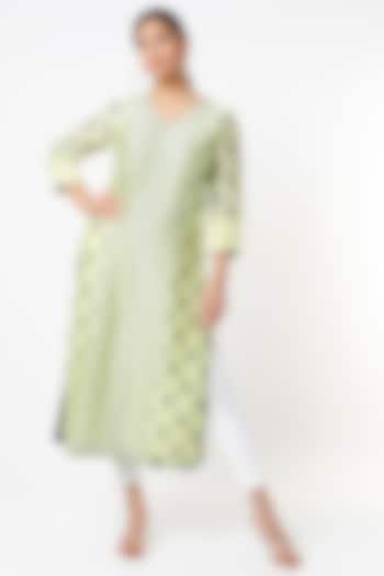 Mint Handloom Linen Kurta by Tina Eapen