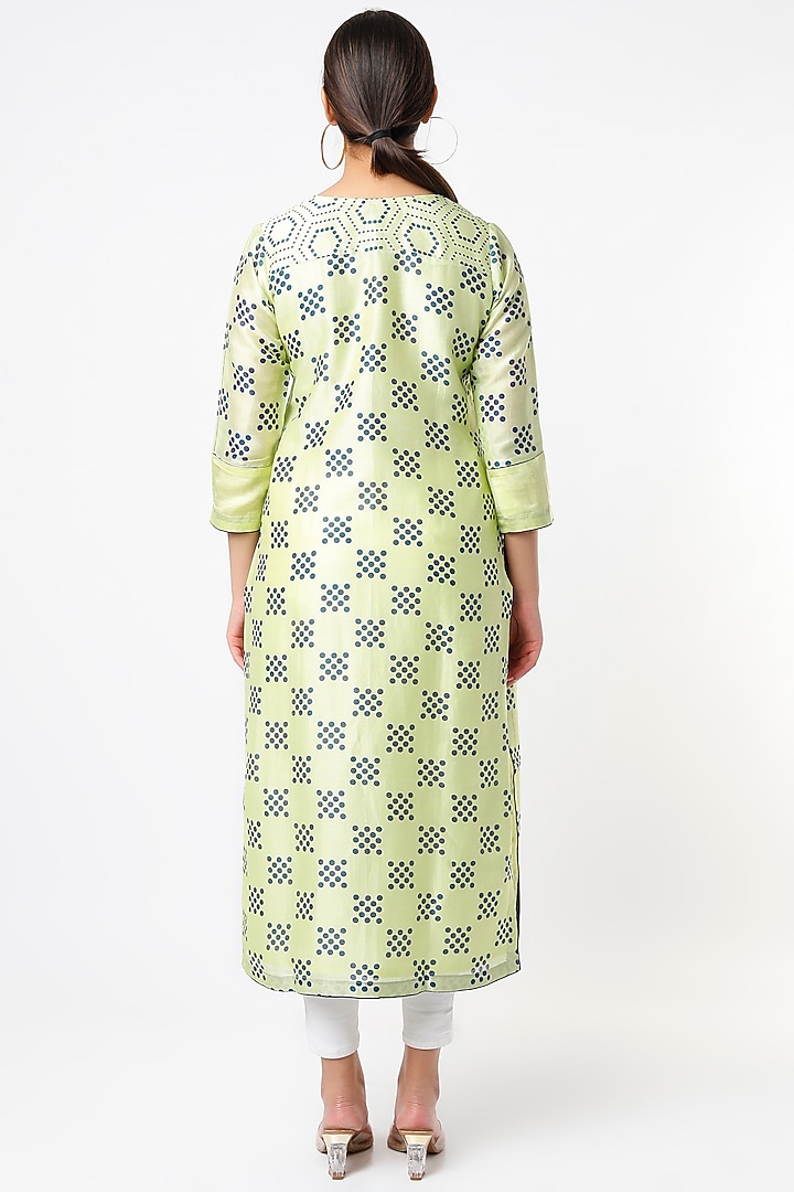 Mint Handloom Linen Kurta by Tina Eapen at Pernia's Pop Up Shop