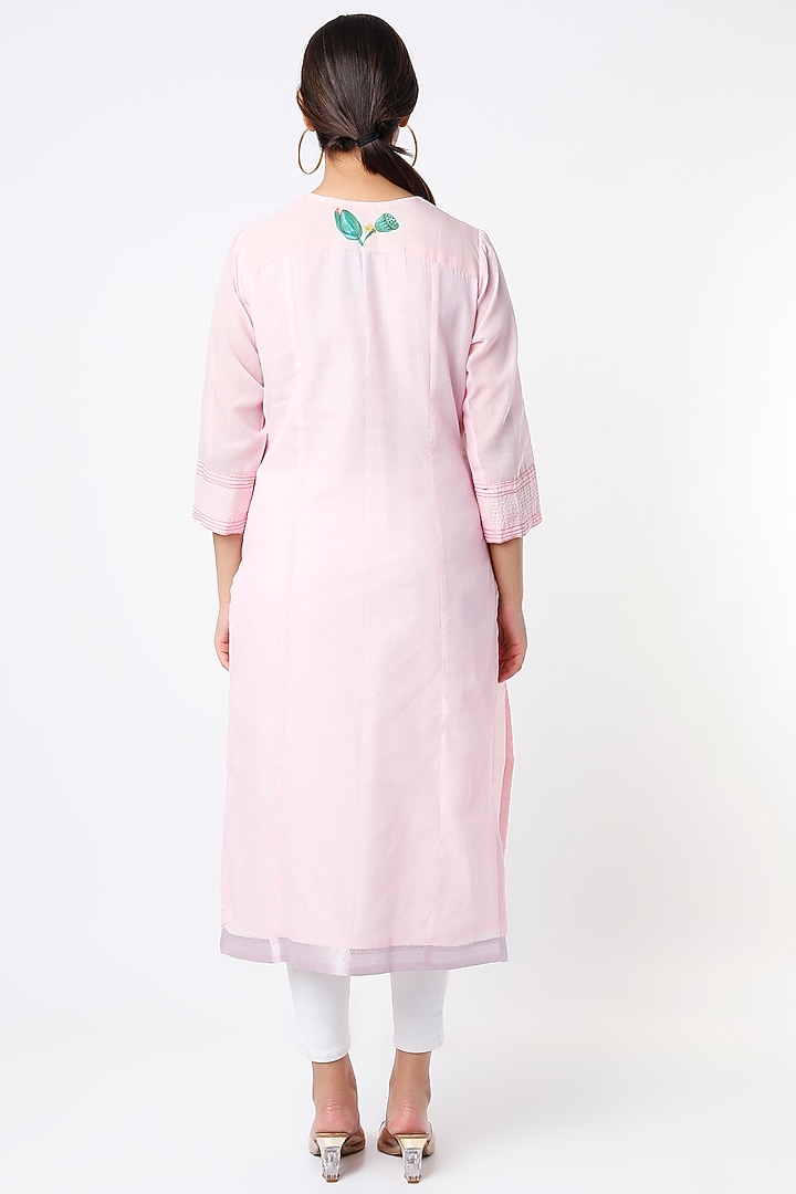 Baby Pink Handloom Cotton Kurta by Tina Eapen at Pernia's Pop Up Shop