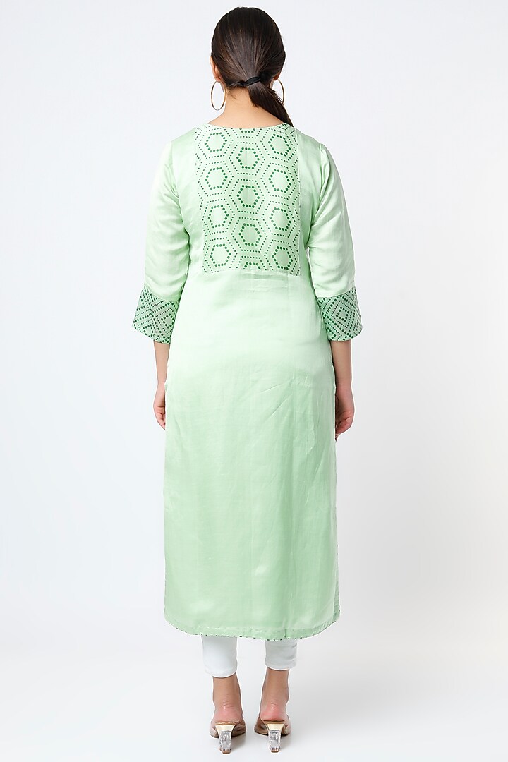 Green Kurta In Cotton Linen  by Tina Eapen at Pernia's Pop Up Shop