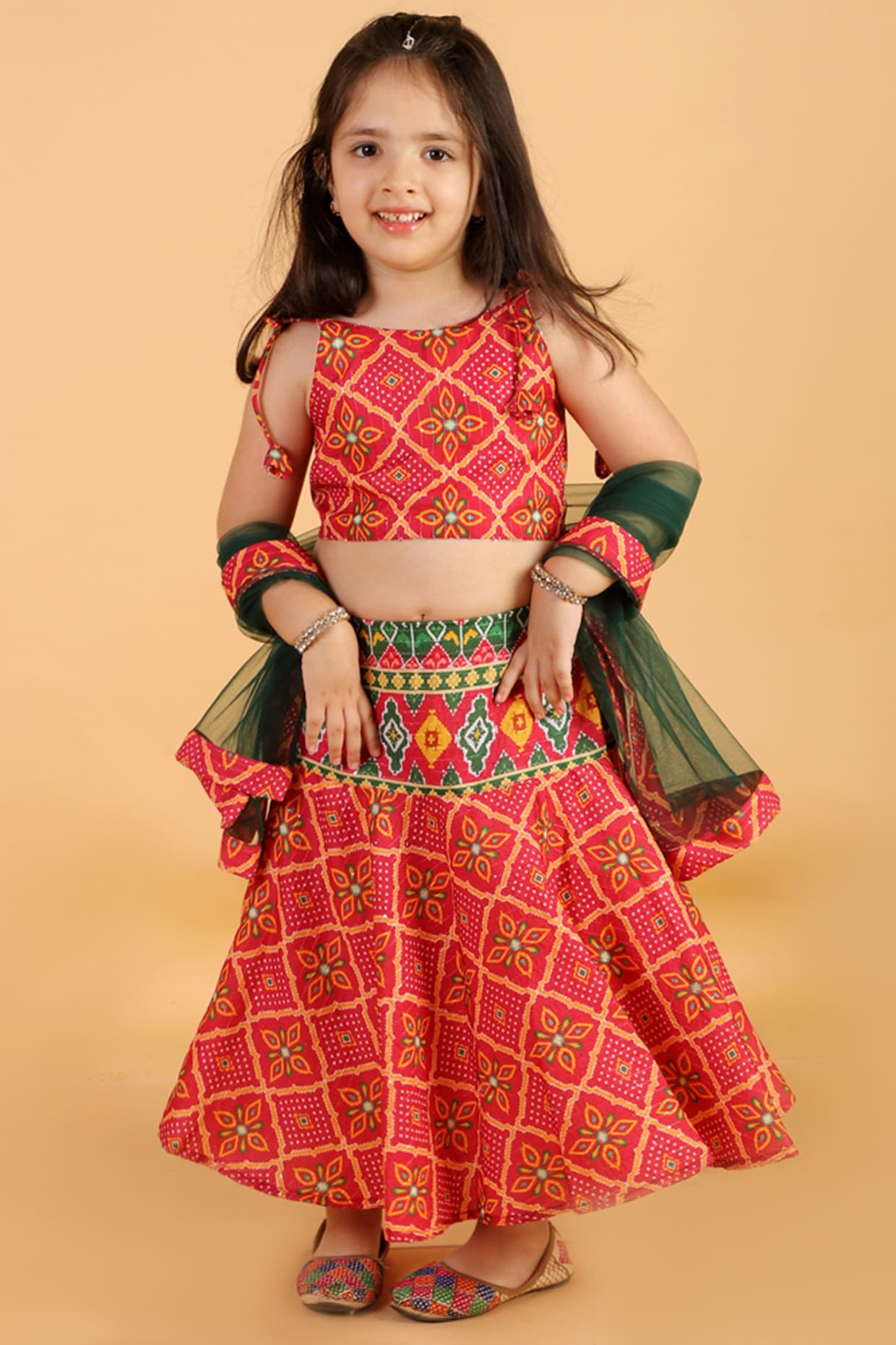 Printed Cotton Lehenga Choli in White (XL) - Ucchal Fashion