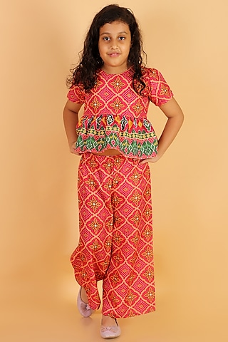 Buy Red Cotton Co-ord Set for 7-8 Year Girls Online from Indian Luxury  Designers 2024