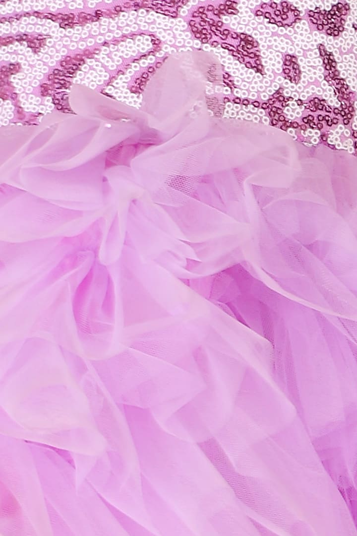 Lilac Net Flared Dress For Girls by Teeni's Kidswear at Pernia's Pop Up Shop