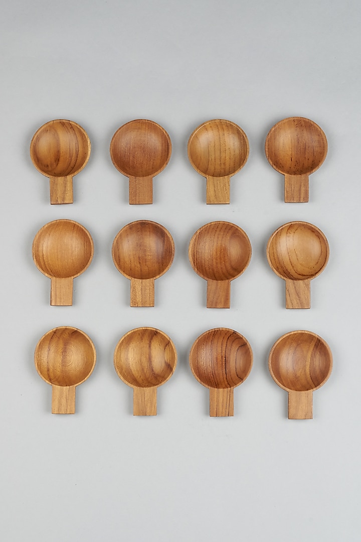 Brown Natural Wood Tapa Spoons (Set of 12) by Tessera