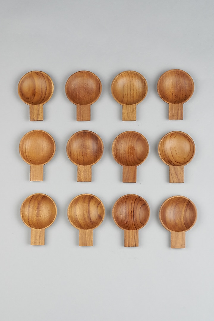 Brown Natural Wood Tapa Spoons (Set of 12) by Tessera at Pernia's Pop Up Shop