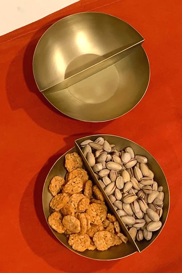 Bronze Matt Brass Split Bowl (Set Of 2) by Tessera at Pernia's Pop Up Shop