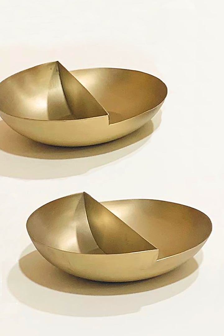 Bronze Matt Brass Split Bowl (Set Of 2) by Tessera at Pernia's Pop Up Shop