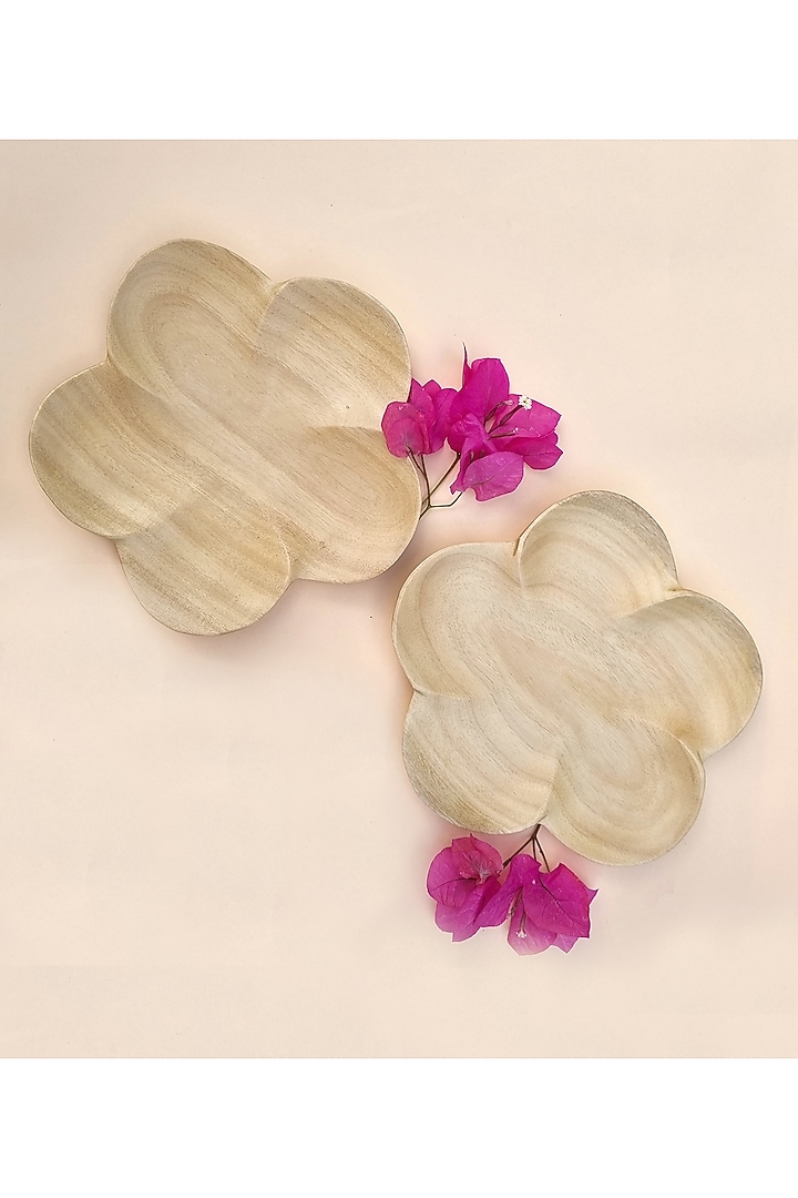 White Flower-Shaped Plates (Set of 2) by Tessera at Pernia's Pop Up Shop