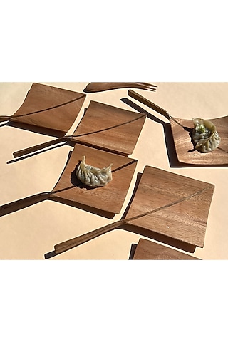 Walnut-Brown Kite-Shaped Servers (Set of 3) by Tessera