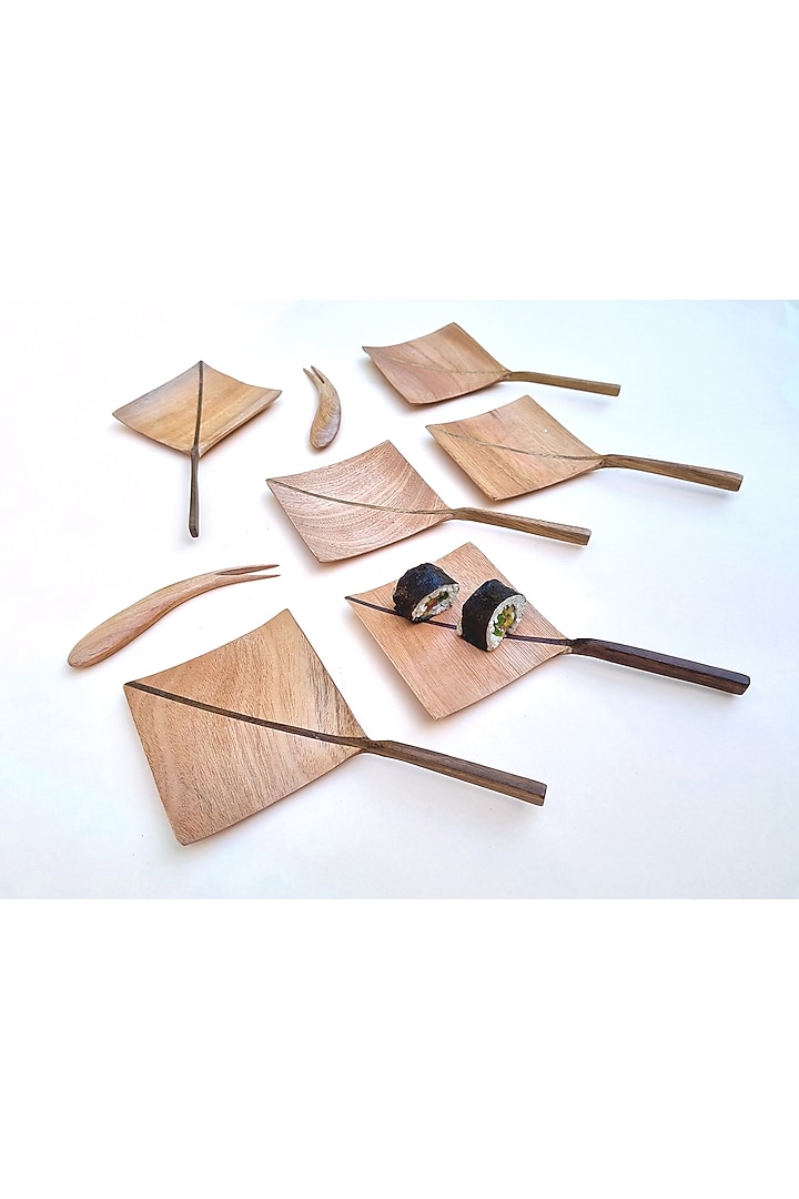 Walnut-Brown Kite-Shaped Servers (Set of 3) by Tessera at Pernia's Pop Up Shop