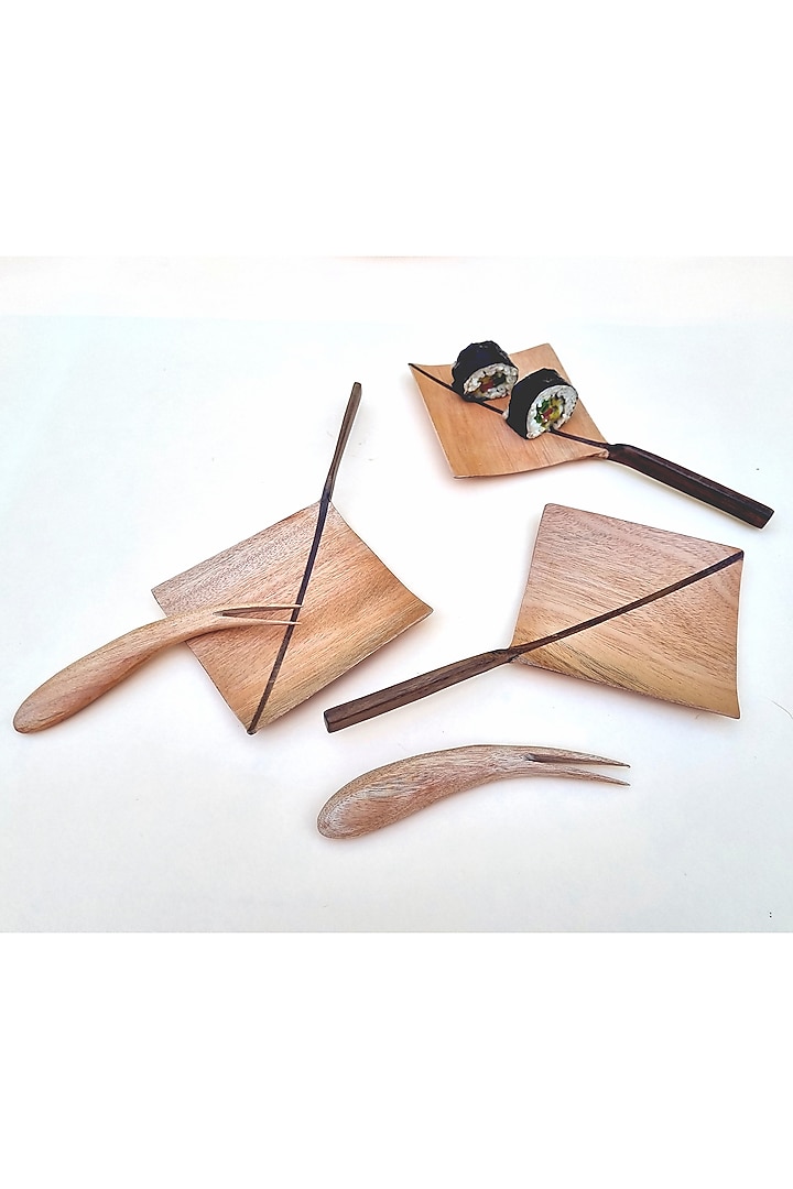 Walnut-Brown Kite-Shaped Servers (Set of 3) by Tessera at Pernia's Pop Up Shop