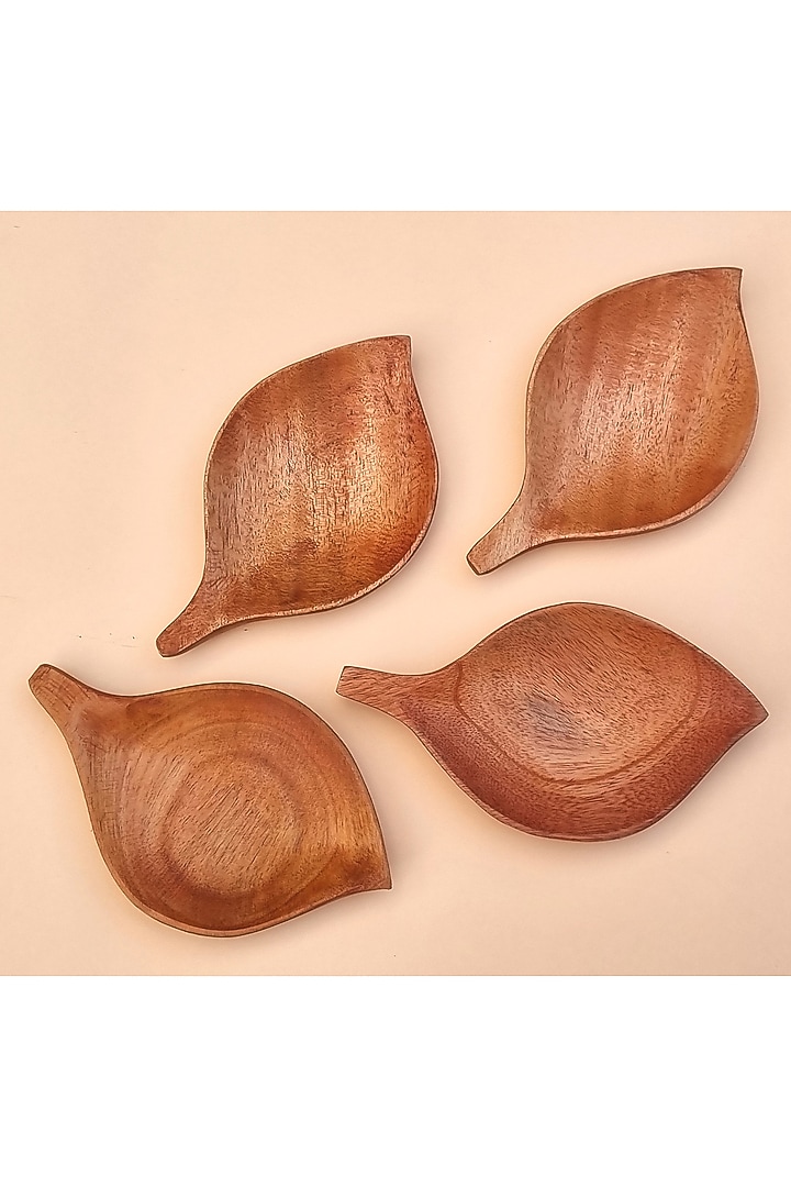 Red Wooden Leaf-Shaped Servers (Set of 4) by Tessera at Pernia's Pop Up Shop