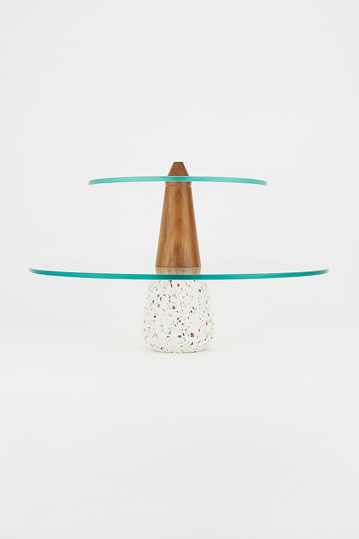 Glass & Wood Two Tiered Cake Stand  by Tessera at Pernia's Pop Up Shop