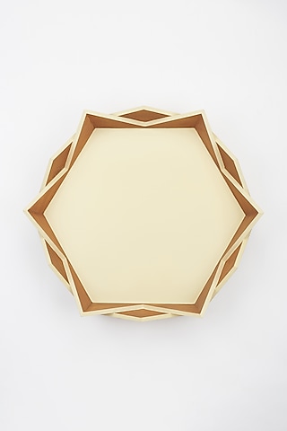 Brown Natural Wood Lotus Tray by Tessera