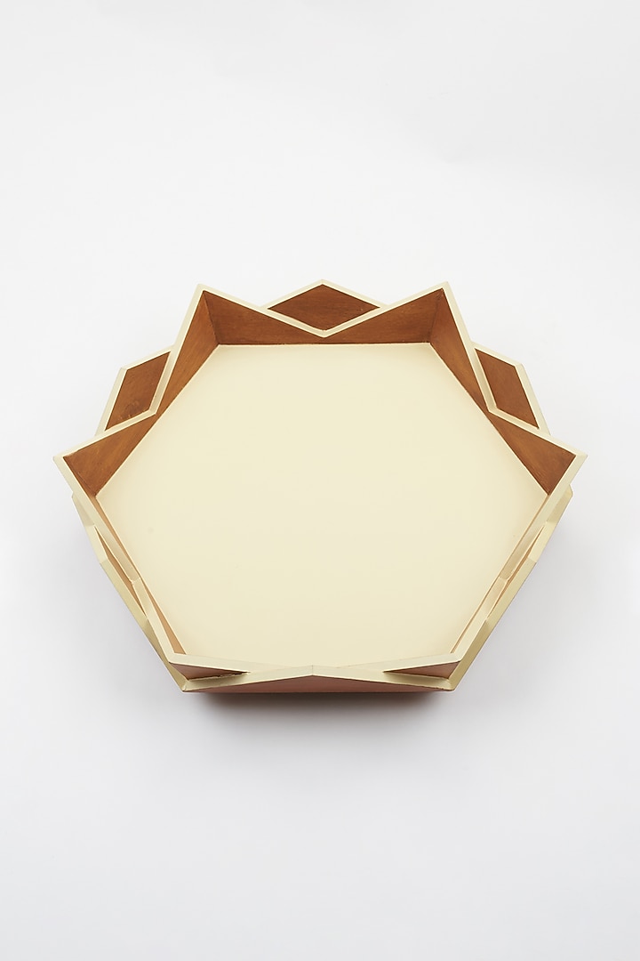 Brown Natural Wood Lotus Tray by Tessera at Pernia's Pop Up Shop