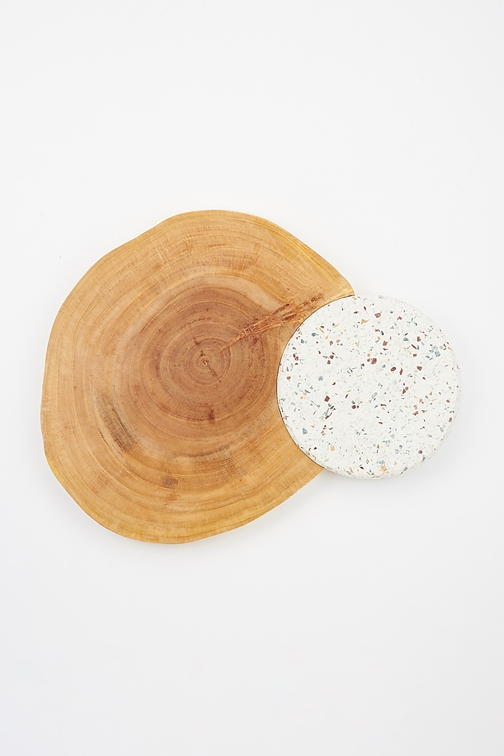 Brown Terrazzo & Acacia Wood Platter by Tessera at Pernia's Pop Up Shop